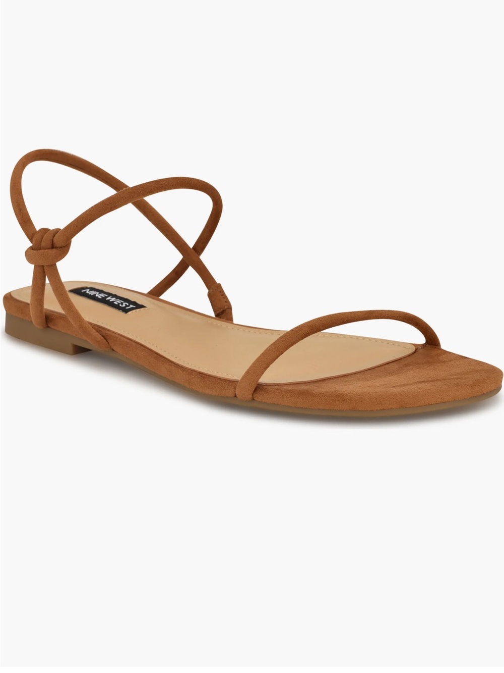NWOT Nine West Cognac Suede Maizy Strappy Flat Sandals, Size 9